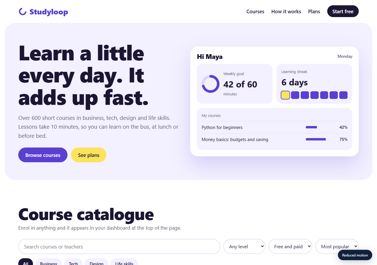 Elearning Platform preview
