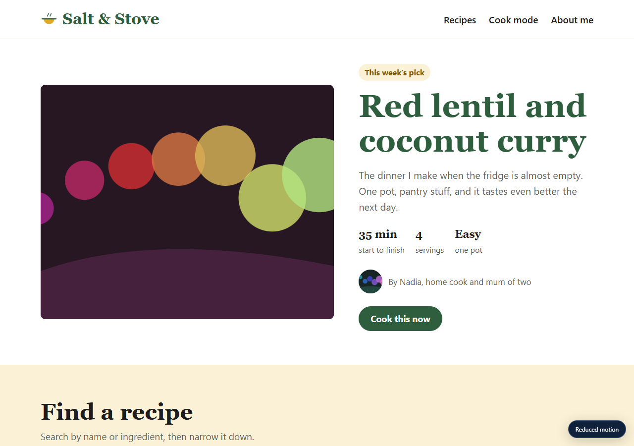Recipe Blog preview