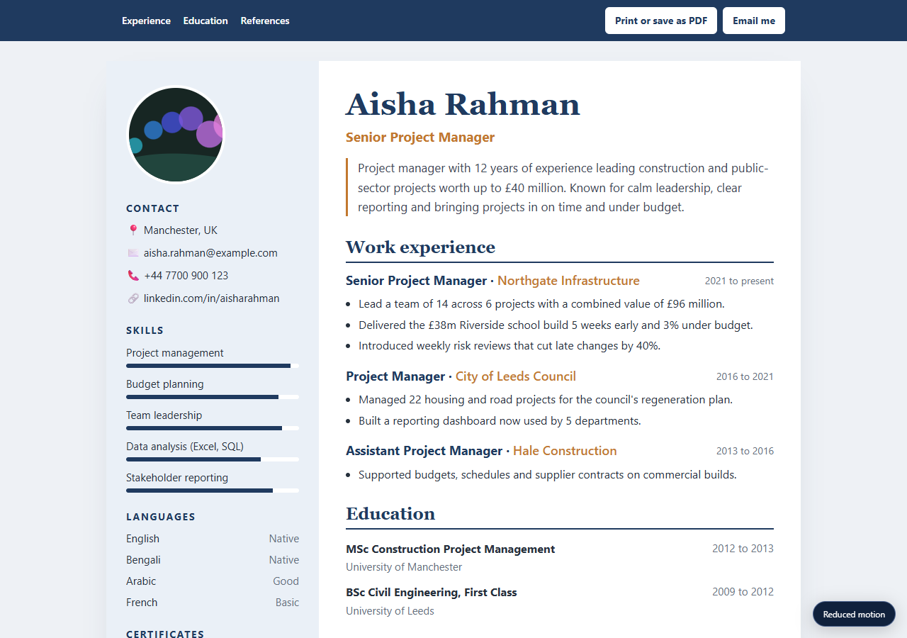 Resume Cv preview