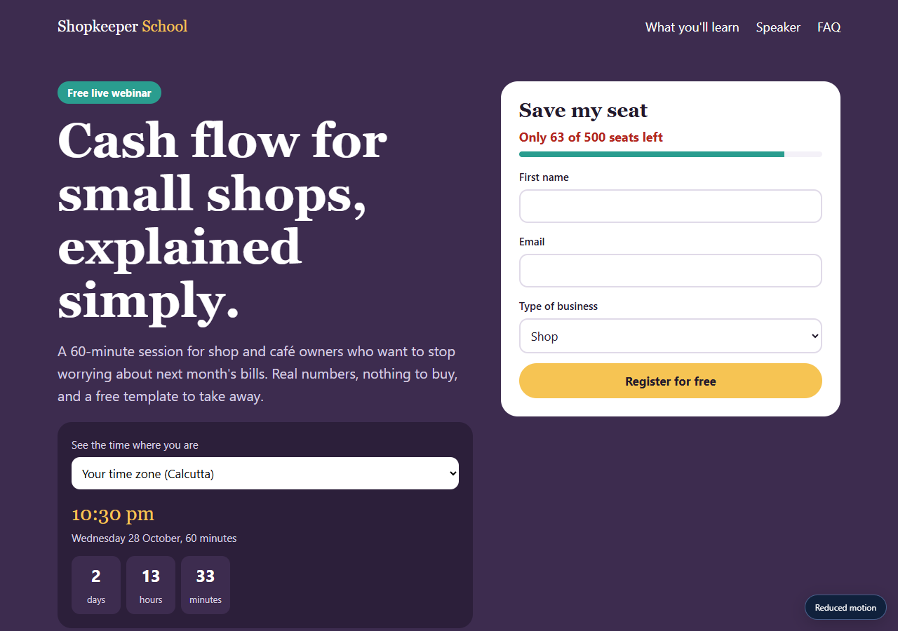 Webinar Signup preview