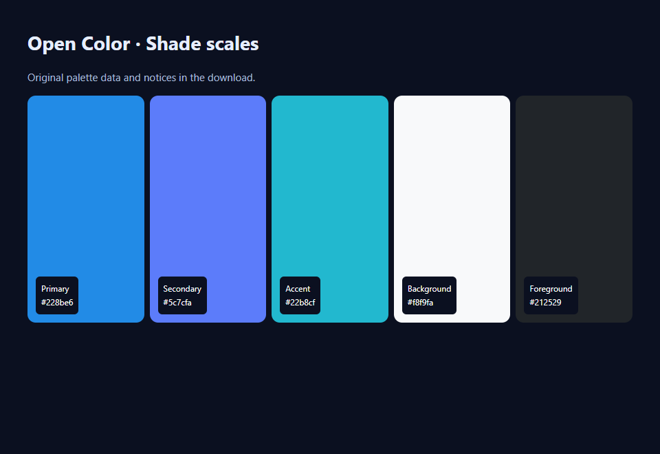 Open Color · Shade scales preview