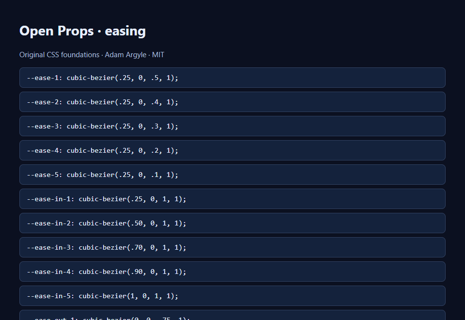 Open Props · easing preview