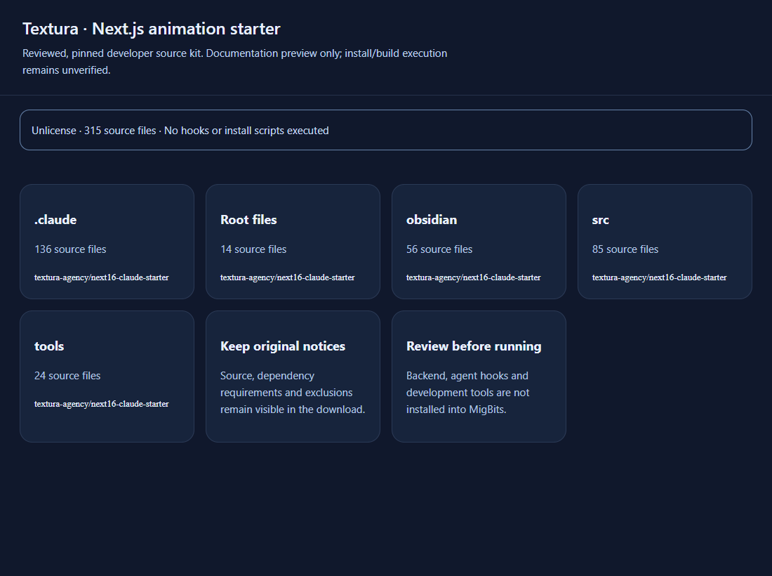 Textura · Next.js animation starter preview