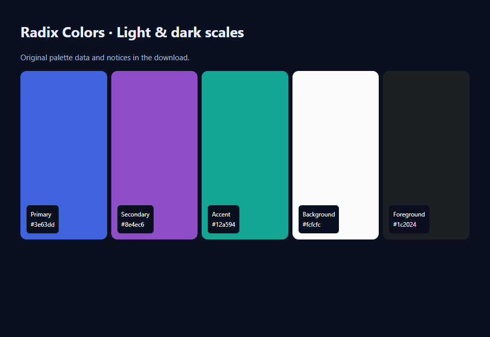 Radix Colors · Light & dark scales preview