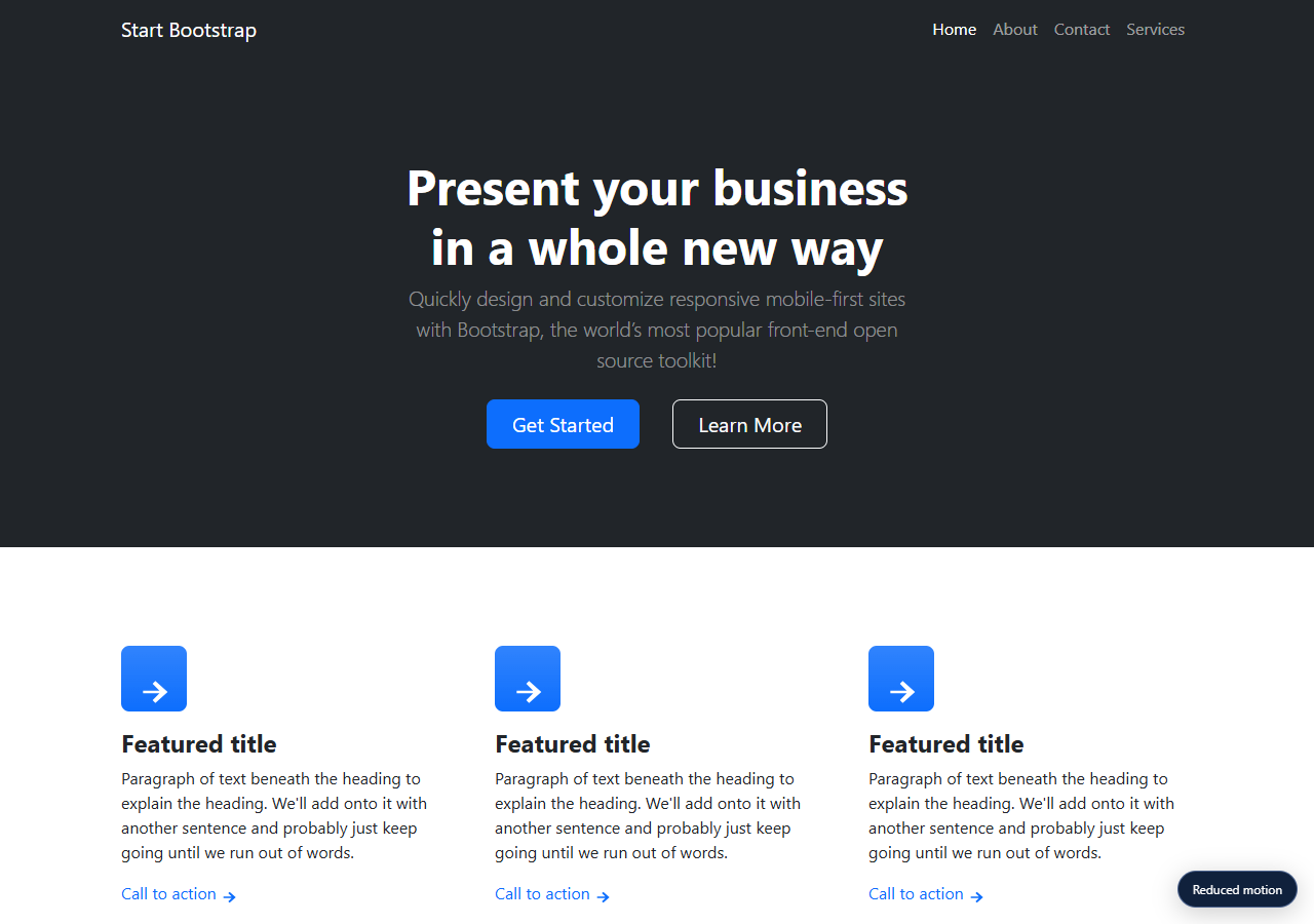 Business Frontpage — motion edition preview