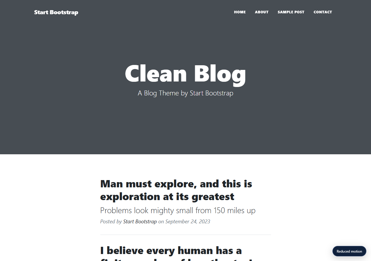 Clean Blog — motion edition preview