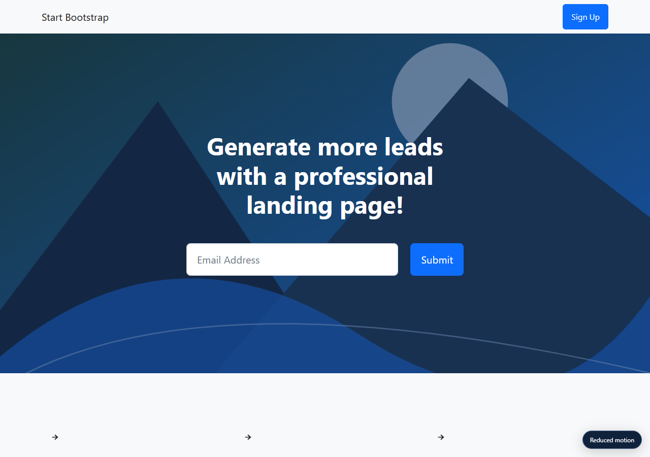 Landing Page — motion edition preview