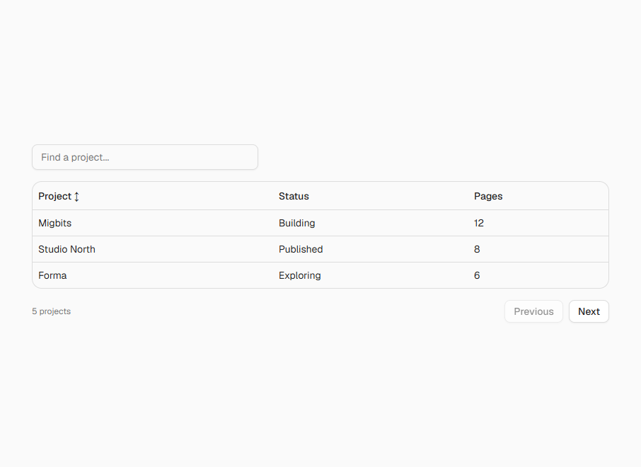 Data Table preview